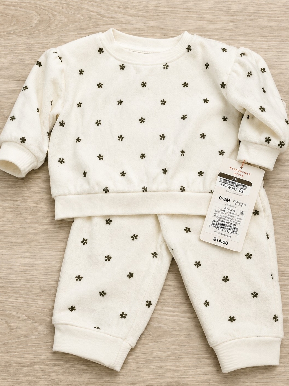 Baby Cream Floral Cozy Jogger Set